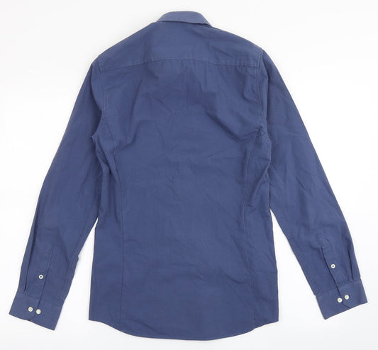 Mens UK Size 14.5 Burton Blue  Button-Up Long Sleeve Casual Shirt