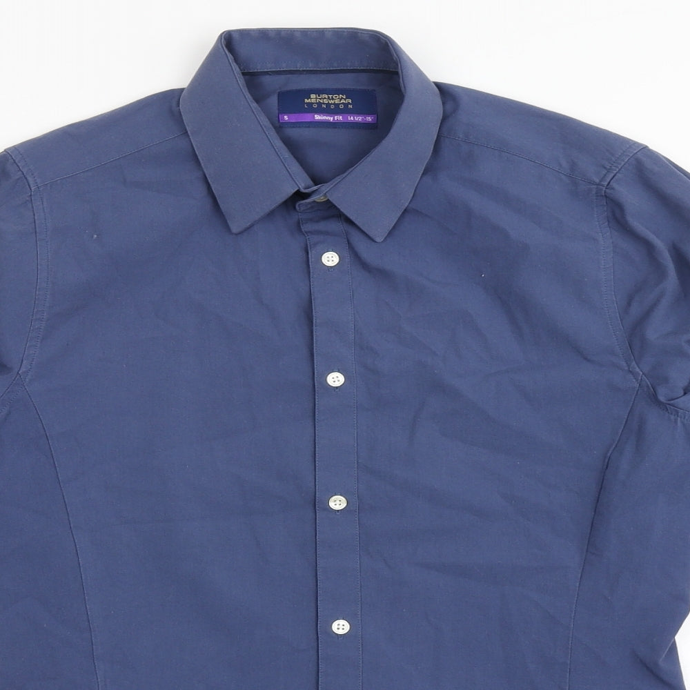 Mens UK Size 14.5 Burton Blue  Button-Up Long Sleeve Casual Shirt