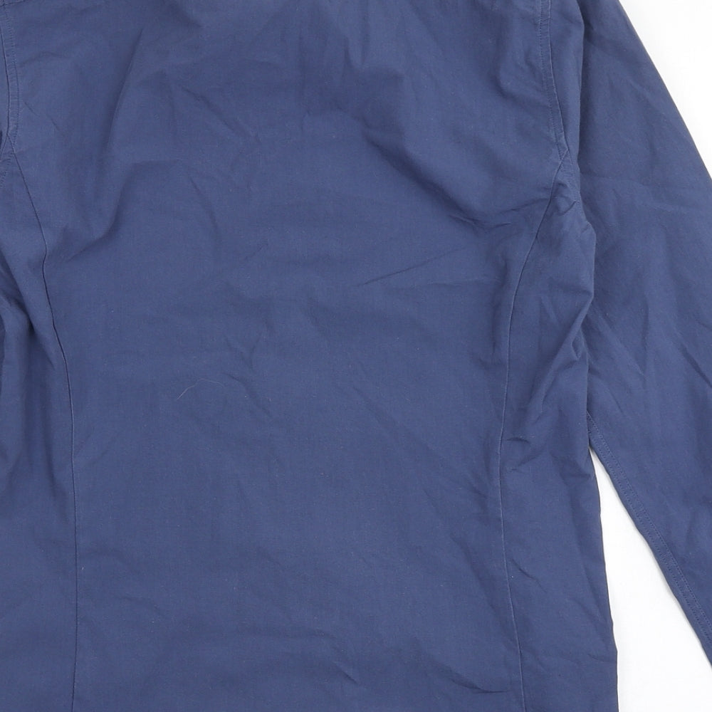 Mens UK Size 14.5 Burton Blue  Button-Up Long Sleeve Casual Shirt