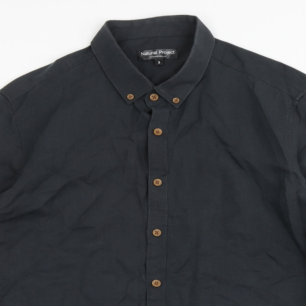 Mens UK Size M Natural Project Black  Button-Up Long Sleeve Casual Shirt