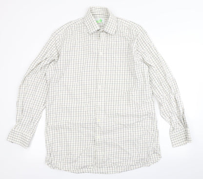 Mens UK Size 16.5 kwg Beige  Button-Up Long Sleeve Casual Shirt