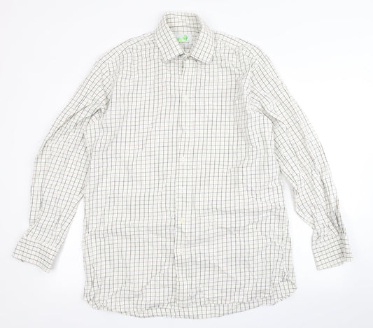 Mens UK Size 16.5 kwg Beige  Button-Up Long Sleeve Casual Shirt
