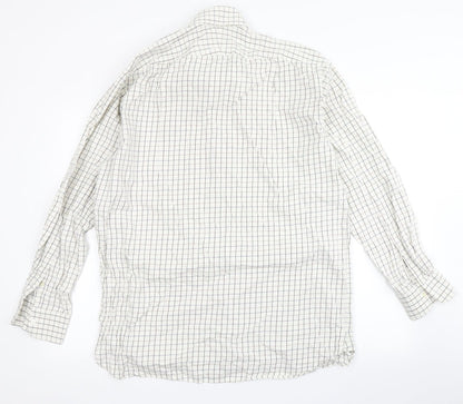 Mens UK Size 16.5 kwg Beige  Button-Up Long Sleeve Casual Shirt