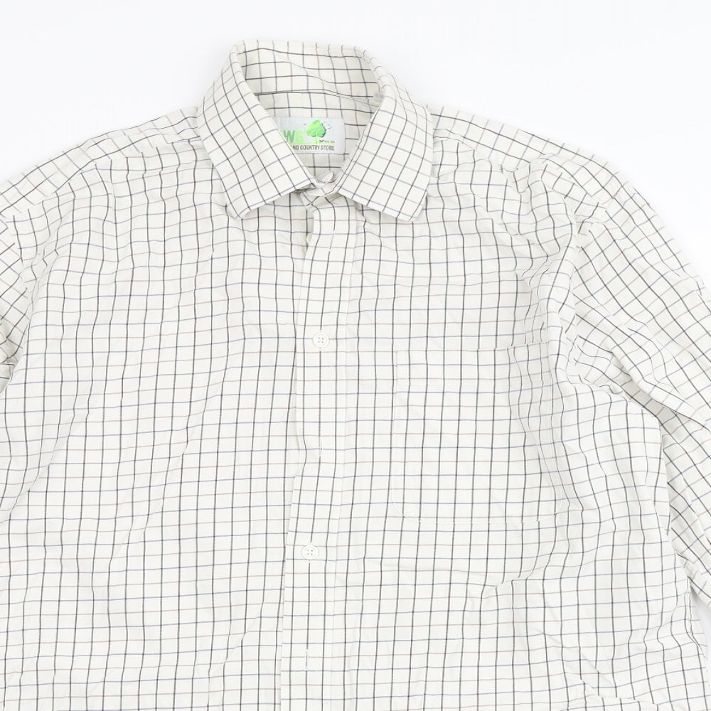 Mens UK Size 16.5 kwg Beige  Button-Up Long Sleeve Casual Shirt