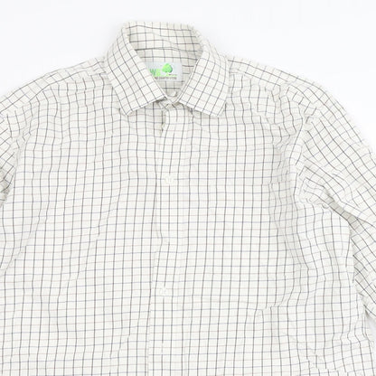 Mens UK Size 16.5 kwg Beige  Button-Up Long Sleeve Casual Shirt