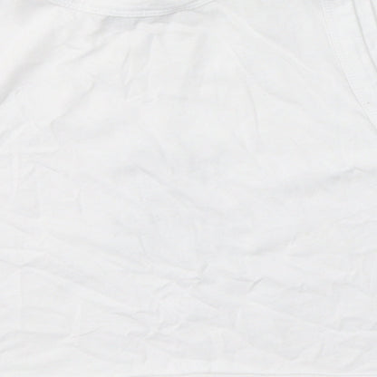 Primark Womens White  100% Cotton Cropped T-Shirt Size S Round Neck - Everyday happiness