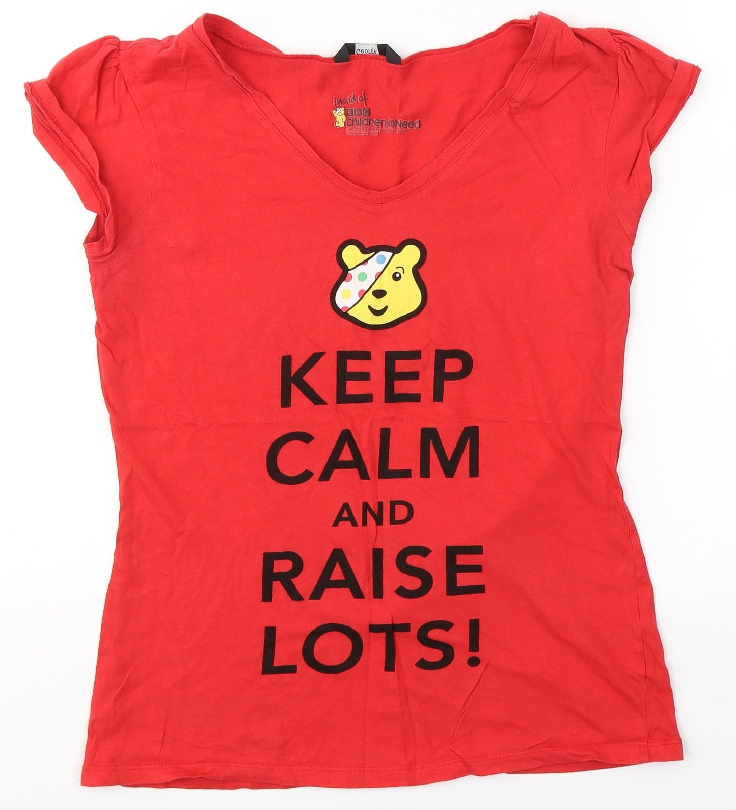 George Womens Red  Cotton Jersey T-Shirt Size 8 V-Neck - Pudsey