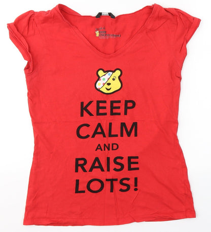 George Womens Red  Cotton Jersey T-Shirt Size 8 V-Neck - Pudsey