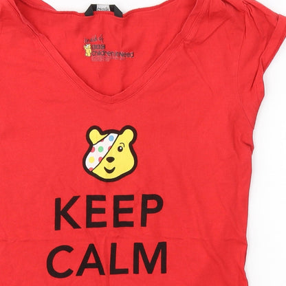 George Womens Red  Cotton Jersey T-Shirt Size 8 V-Neck - Pudsey