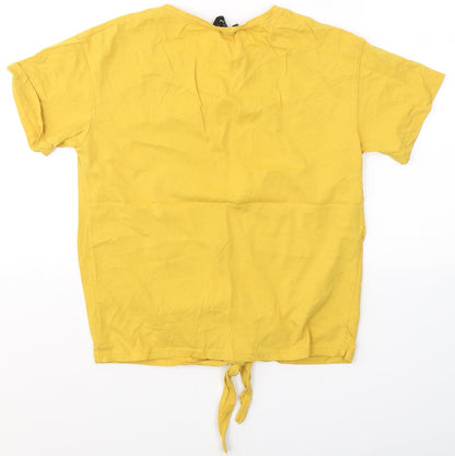 Womens UK Size 6 New Look Yellow Jersey T-Shirt