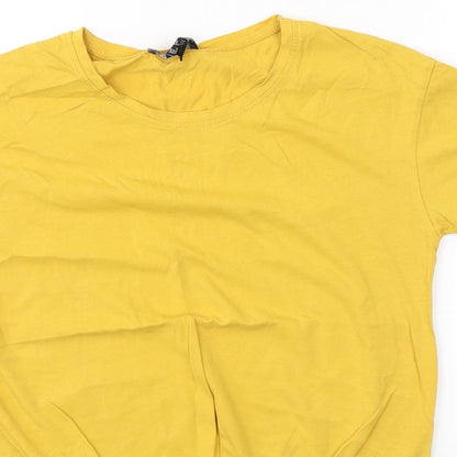 Womens UK Size 6 New Look Yellow Jersey T-Shirt