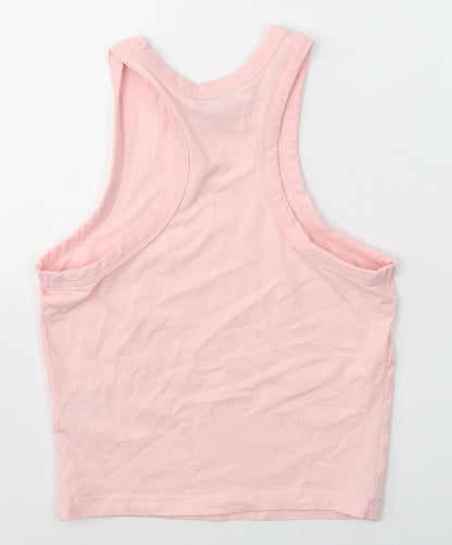 Brave Soul Womens Pink  Cotton Cropped Tank Size XS Round Neck