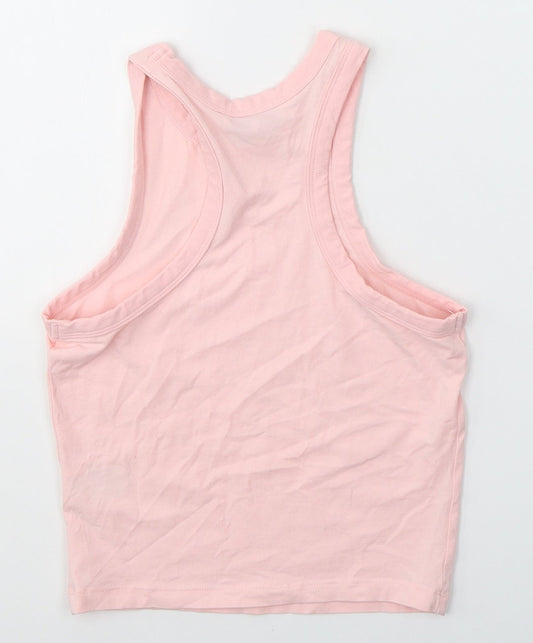 Brave Soul Womens Pink  Cotton Cropped Tank Size XS Round Neck