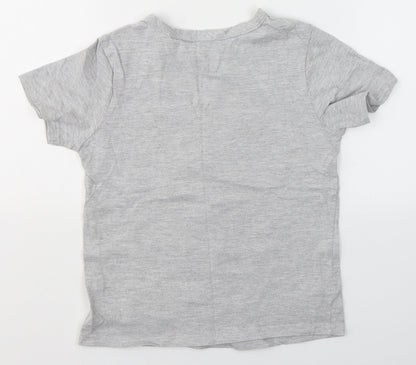 Woolworths Boys Grey  Cotton Basic T-Shirt Size 5 Years Round Neck  - Music before bed