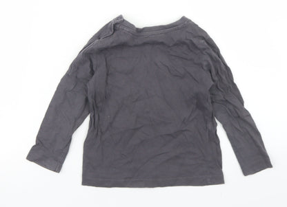Lupilu Boys Grey  Cotton Basic T-Shirt Size 12-18 Months Crew Neck Snap - Monster