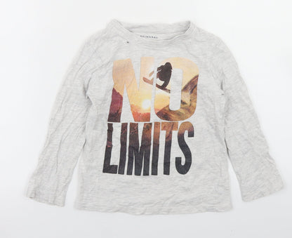 Primark Boys Grey  Cotton Basic T-Shirt Size 4-5 Years Crew Neck  - Skateboard