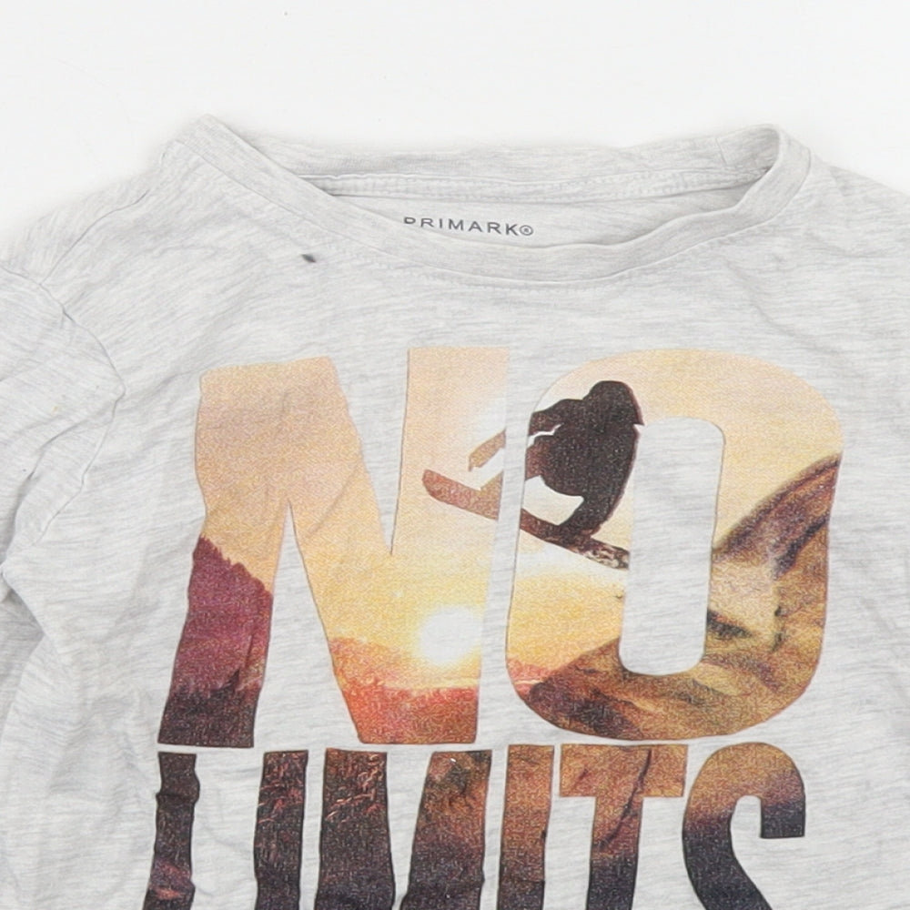 Primark Boys Grey  Cotton Basic T-Shirt Size 4-5 Years Crew Neck  - Skateboard