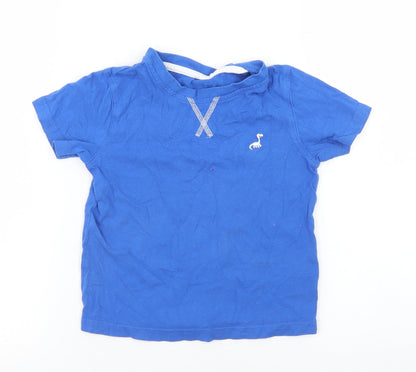 George Boys Blue  Cotton Basic T-Shirt Size 3-4 Years Crew Neck  - Dionosaur