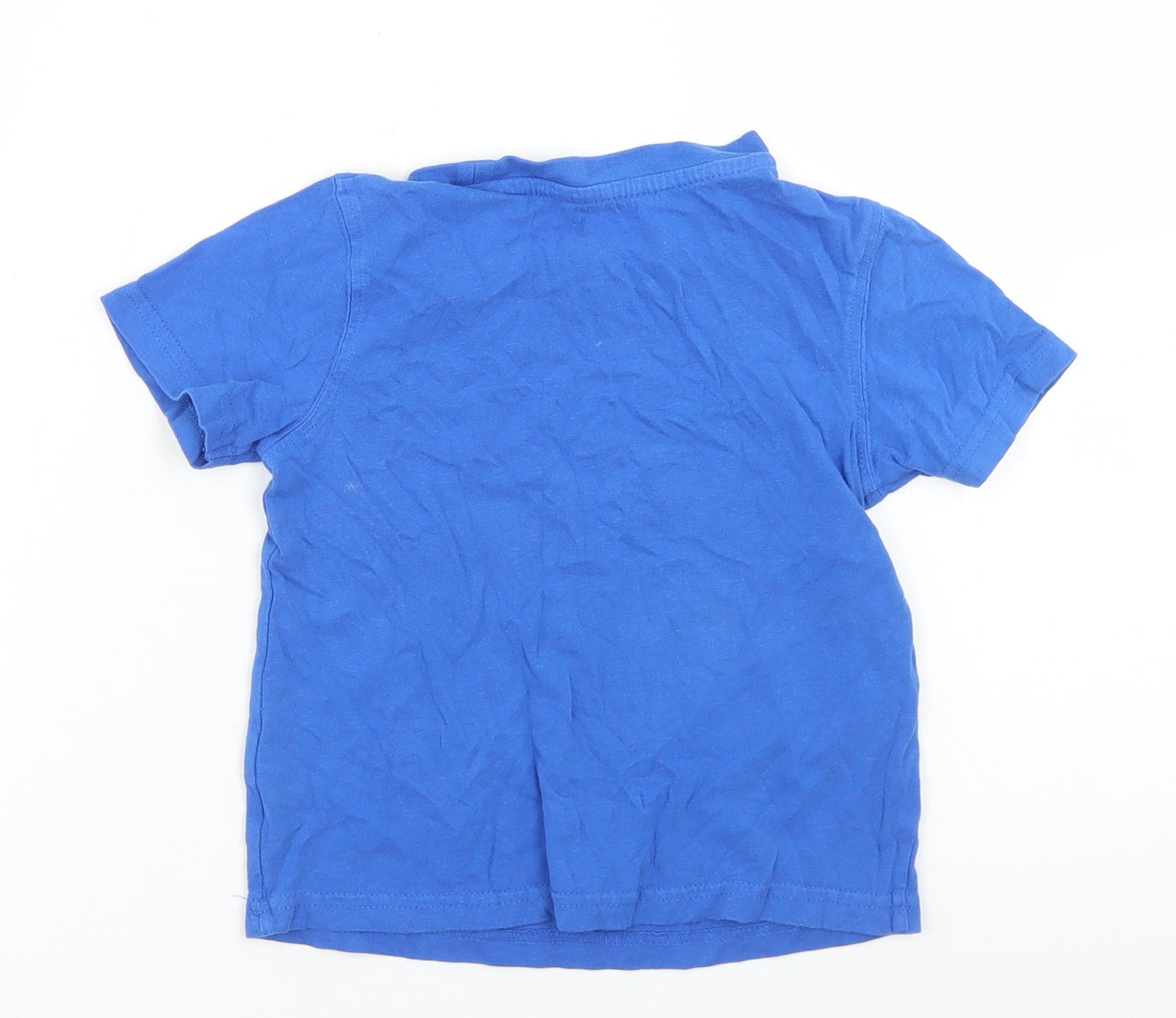 George Boys Blue  Cotton Basic T-Shirt Size 3-4 Years Crew Neck  - Dionosaur