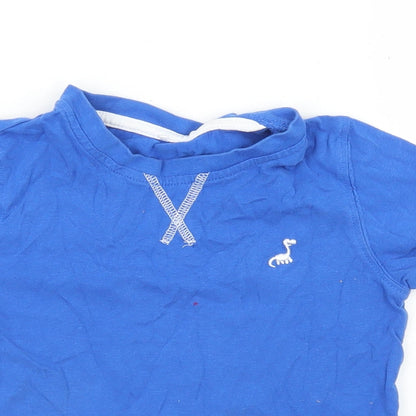 George Boys Blue  Cotton Basic T-Shirt Size 3-4 Years Crew Neck  - Dionosaur