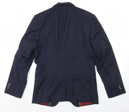 Preworn Mens Blue  Polyester Jacket Blazer Size 38
