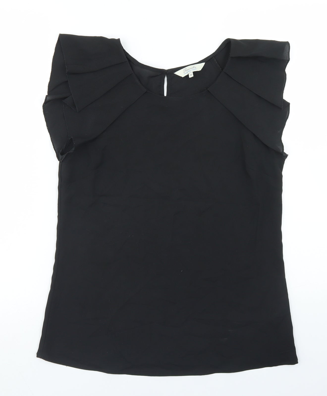 Womens UK Size 10 Peacocks Black Basic Blouse