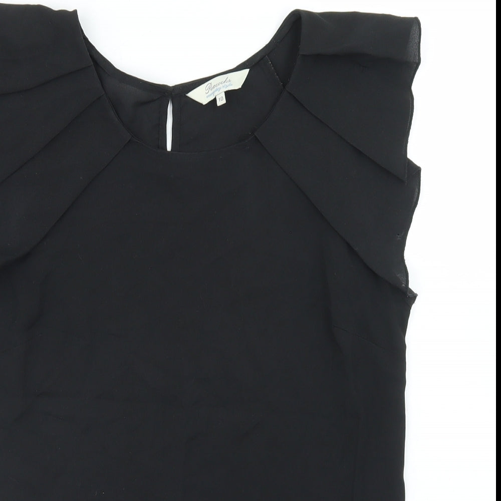 Womens UK Size 10 Peacocks Black Basic Blouse