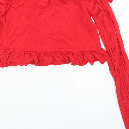 Womens UK Size 8 PRETTYLITTLETHING Red Cropped T-Shirt
