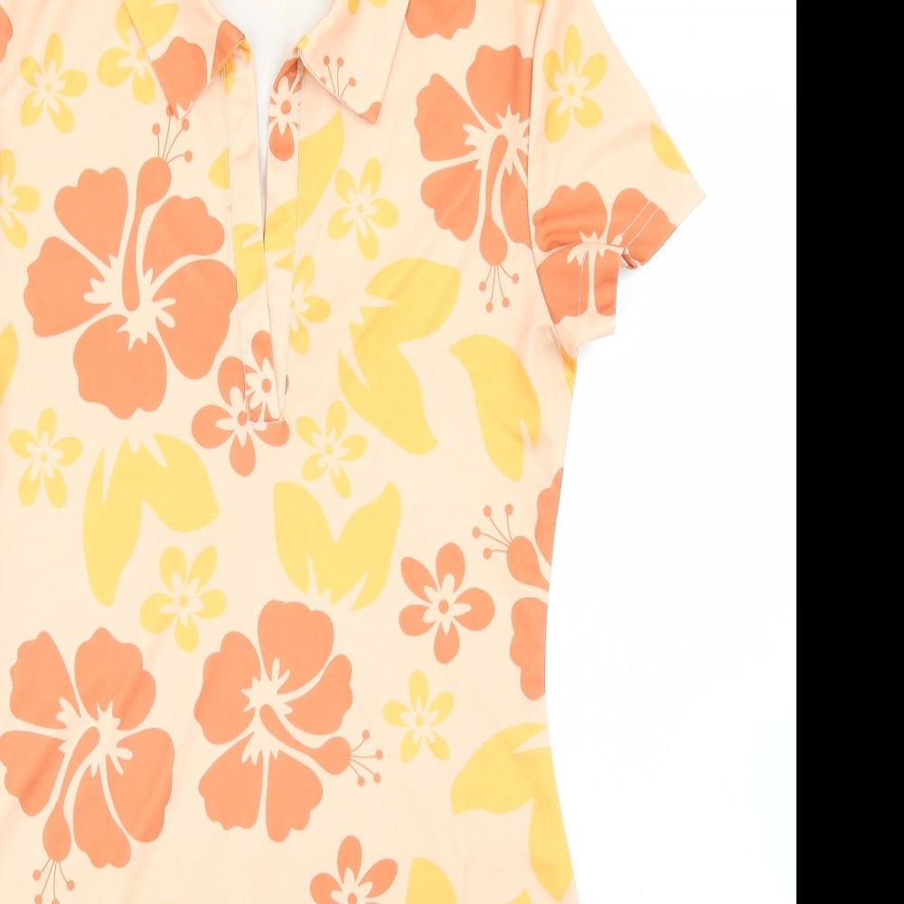 SheIn Womens Beige Floral Polyester Bodycon  Size S  Collared