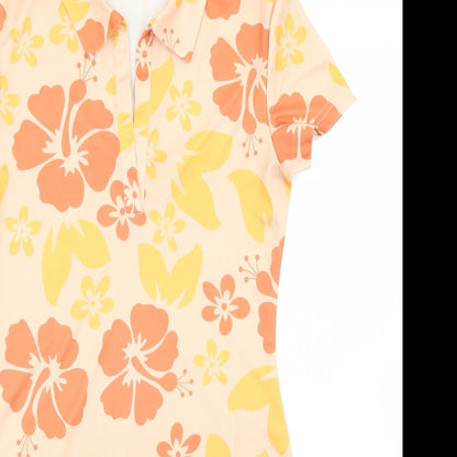 SheIn Womens Beige Floral Polyester Bodycon  Size S  Collared