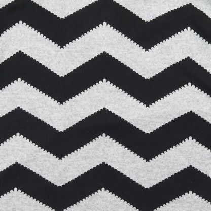 Bonmarché Womens Grey Striped Polyester Basic T-Shirt Size M V-Neck