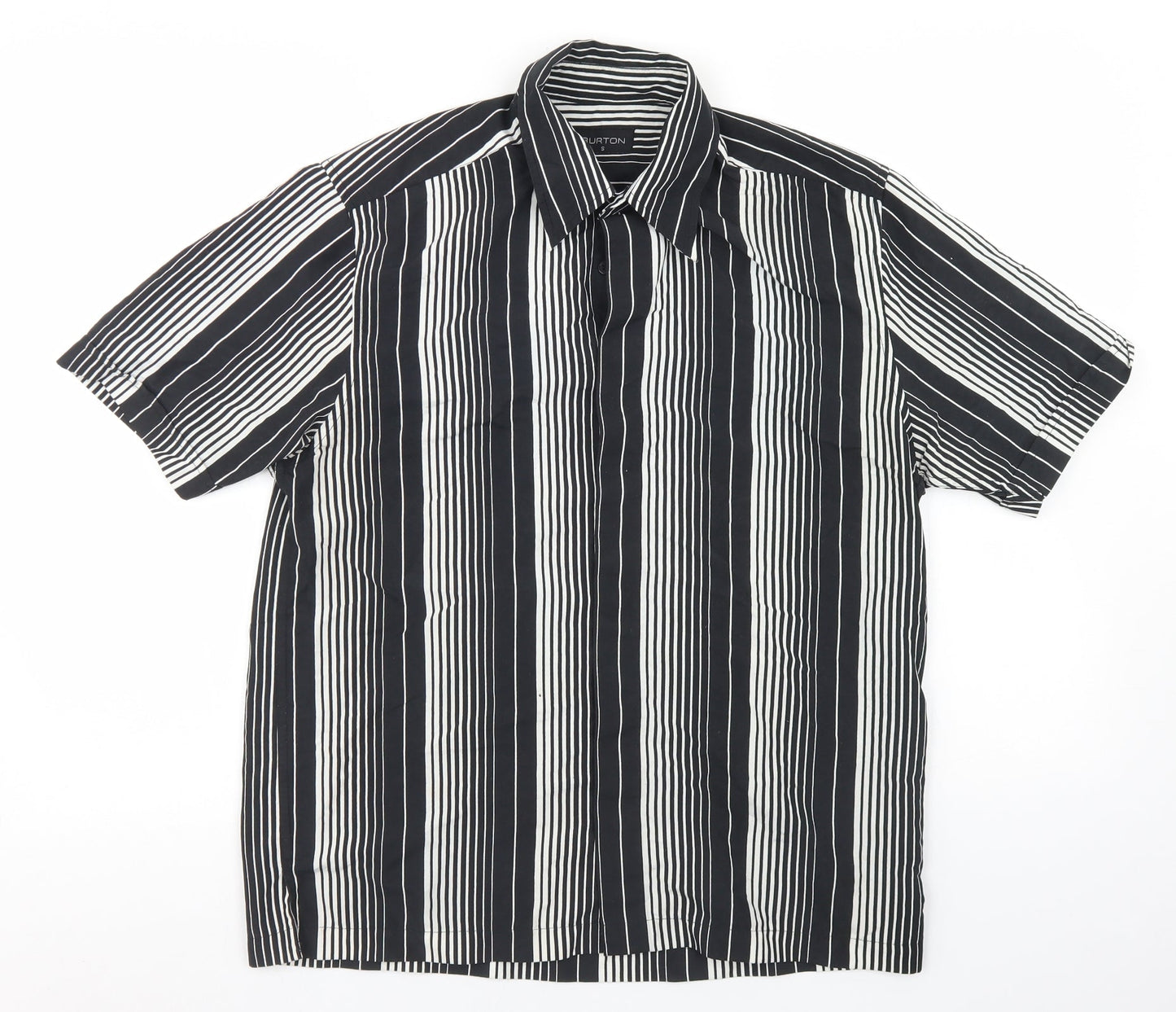 Mens UK Size S Burton Black  Button-Up Short Sleeve Casual Shirt