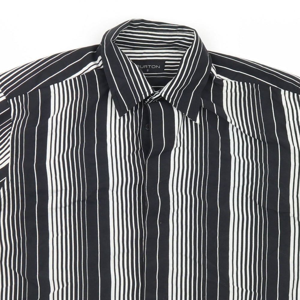 Mens UK Size S Burton Black  Button-Up Short Sleeve Casual Shirt
