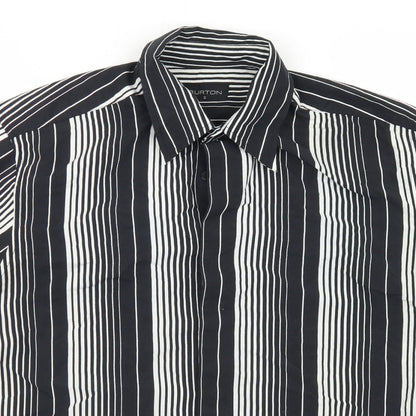 Mens UK Size S Burton Black  Button-Up Short Sleeve Casual Shirt