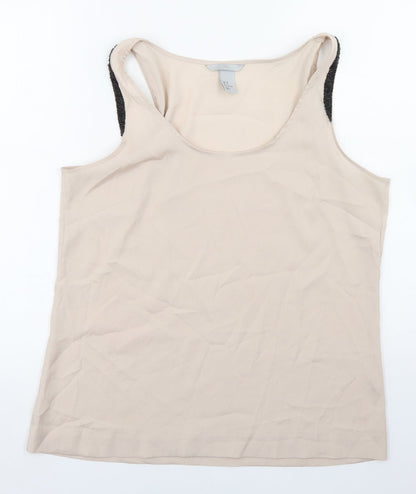 H&M Womens Beige  Polyester Basic Blouse Size 10 Round Neck