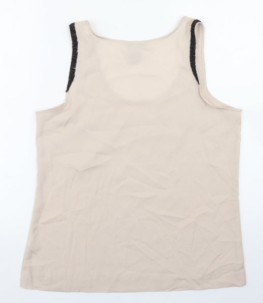 H&M Womens Beige  Polyester Basic Blouse Size 10 Round Neck