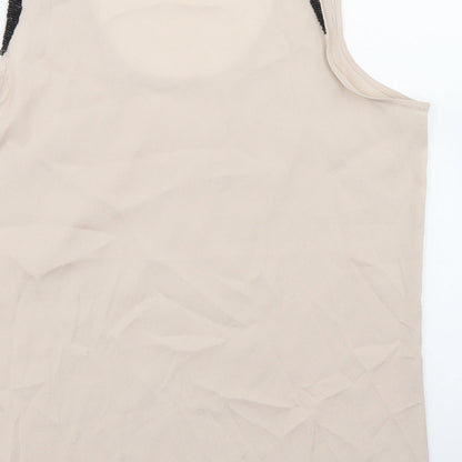 H&M Womens Beige  Polyester Basic Blouse Size 10 Round Neck