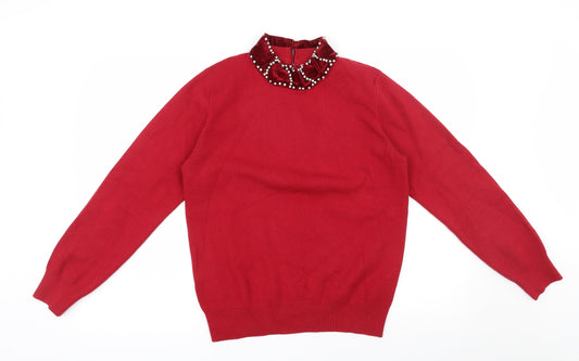 Darling Womens Red High Neck  Rayon Pullover Jumper Size 12