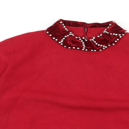 Womens UK Size 12 Darling Red Pullover Jumper