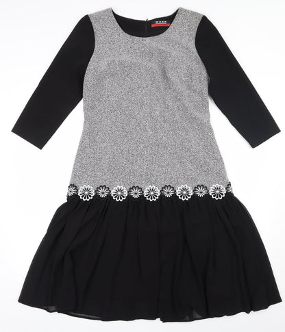 Christopher Wren Womens Black  Polyester A-Line  Size 8  Scoop Neck Zip