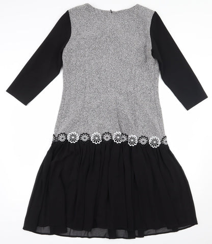 Christopher Wren Womens Black  Polyester A-Line  Size 8  Scoop Neck Zip