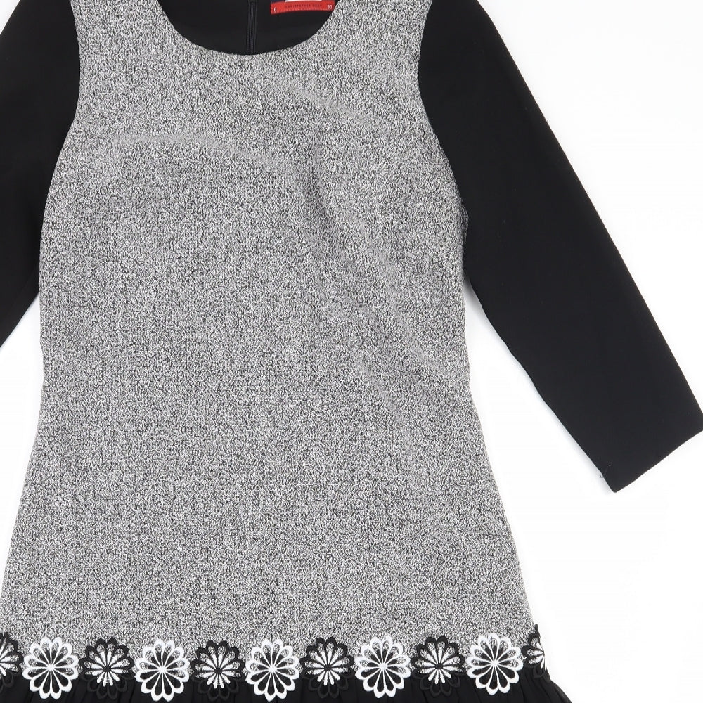 Christopher Wren Womens Black  Polyester A-Line  Size 8  Scoop Neck Zip