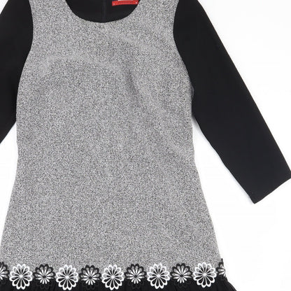 Christopher Wren Womens Black  Polyester A-Line  Size 8  Scoop Neck Zip