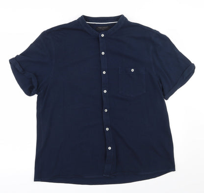 Matalan Mens Blue  Cotton  Polo Size XL Henley Button
