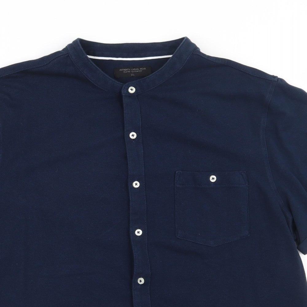 Matalan Mens Blue  Cotton  Polo Size XL Henley Button