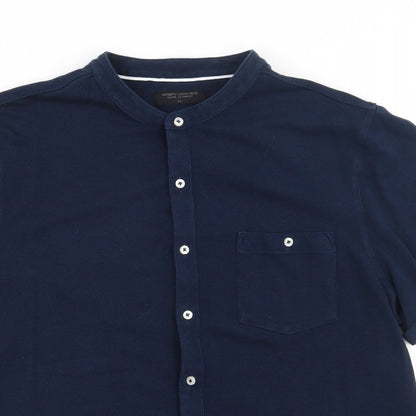 Matalan Mens Blue  Cotton  Polo Size XL Henley Button