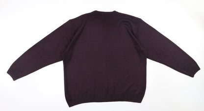 Essentials Mens Purple Round Neck  Acrylic Pullover Jumper Size M