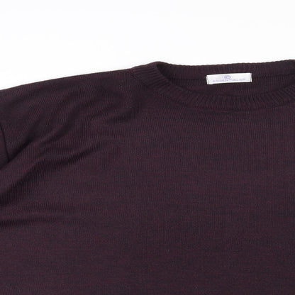 Essentials Mens Purple Round Neck  Acrylic Pullover Jumper Size M