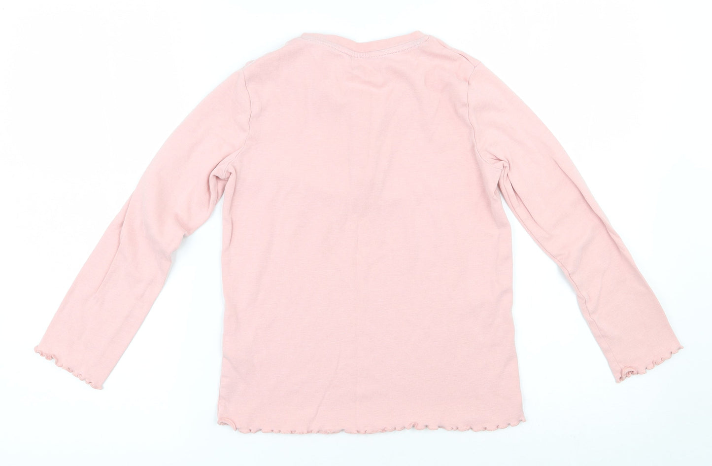 Marks and Spencer Girls Pink  Cotton Basic T-Shirt Size 9-10 Years Henley Button