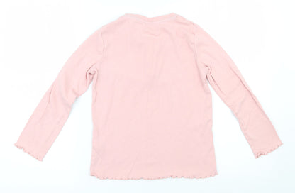 Marks and Spencer Girls Pink  Cotton Basic T-Shirt Size 9-10 Years Henley Button